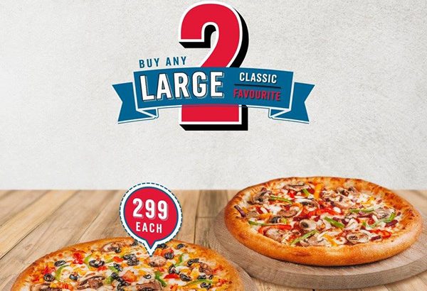 Domino’s Mauritius – Any 2 large classic/favourite pizza for Rs 299 each