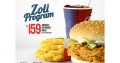 KFC – Get a Rounder or Zinger meal for Rs. 159 as from the 12th to the 29th April