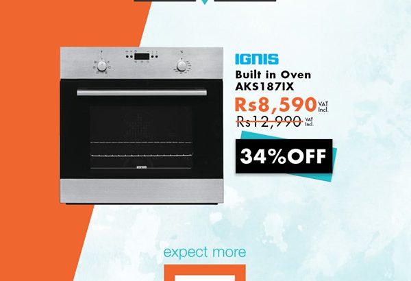 361 – Ignis Built In Oven 34% off – until 08 April 2019