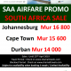 Shamal Travels – South African Airways to Johannesburg, Durban and Cape Town  Travel until March 2020