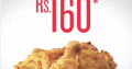 KFC Maurice – 3 large pieces and 3 small pieces (Drumsticks and Wings) for Rs 160