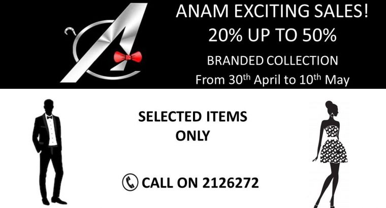 Anam Clothing – up to 50% OFF till 10 May 19