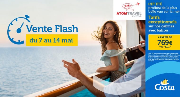 Atom Travel – Vente Flash Costa Croisieres 769 EURO