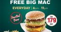 McDonald’s – For any purchase of a Big Mac Large Value Meal at Rs 179, you will get a free Big Mac burger only