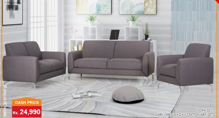 Furniture.mu – DARK GREY 3+2+1 STATIONARY SOFA SET Price: Rs.24,990