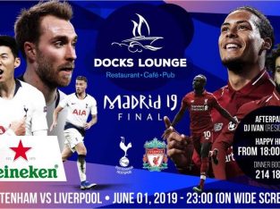 Watch the final of the Champions League Live at Dock lounge