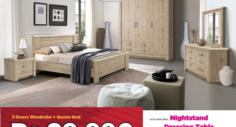 TFP – FOR ONLY Rs 29,990 – GET a Queen Size Bed + 3 Door Wardrobe