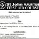 St John Mauritius – First Aid course May 2019