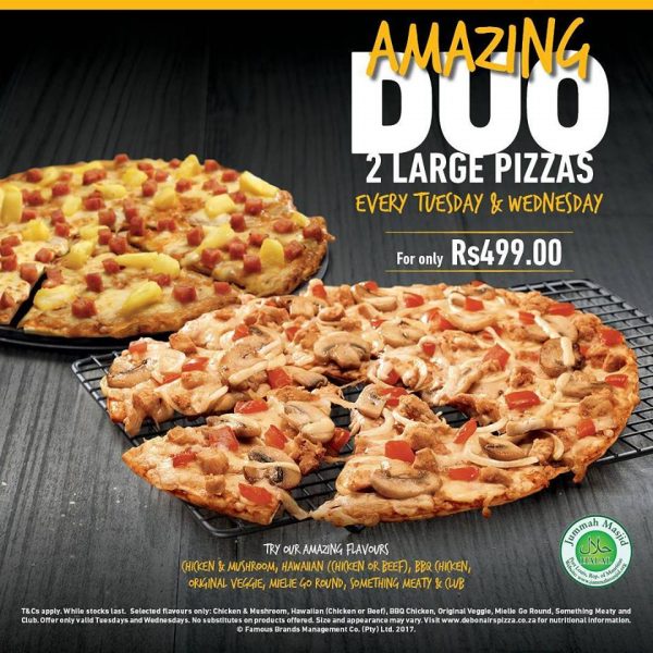 Debonairs Pizza Mauritius- AMAZING DUO at just Rs499 | Best Daily Black ...