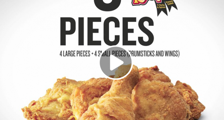 KFC Maurice – 4 large and 4 small (Drumsticks and Wings) for Rs 235* only