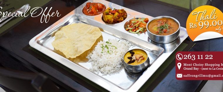 Saffron grill – LUNCH THALI PROMOTION * THALI FOR JUST RS 99 ONLY