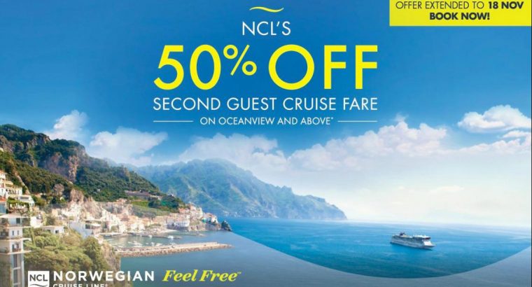 Atom Travel  – 50% OFF second guest cruise fare