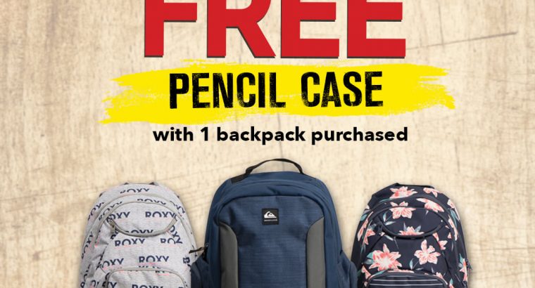Quiksilver – Shop your backpack at Quiksilver Mauritius and receive a free pencil case