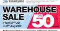 Unanyme – Warehouse Sale (of up to 50% OFF) from Mon Jul 27th to Sat Aug 8th 2020.