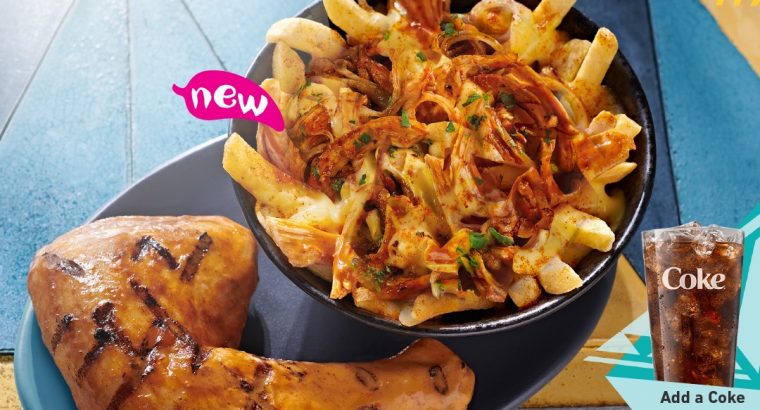 Nando’s – Try our NEW savoury and cheesy Festa Fries topped with pulled chicken paired with a Quarter Chicken at Rs279 only! Add a coke for Rs45